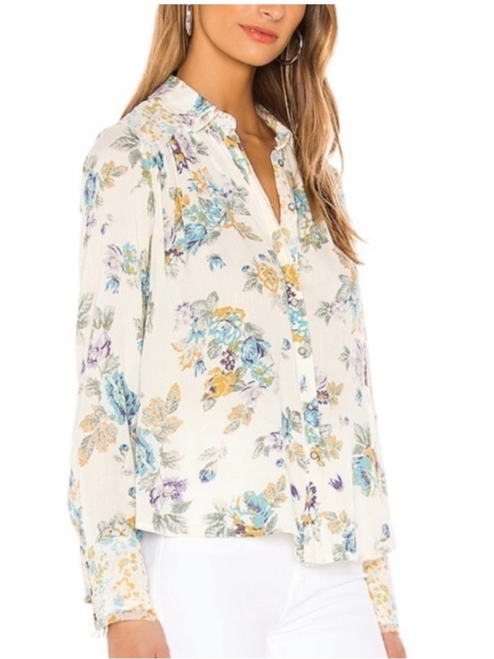 Free People Floral Blouse Boho Sz M